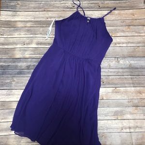 David’s Bridal purple halter bridesmaid dress
